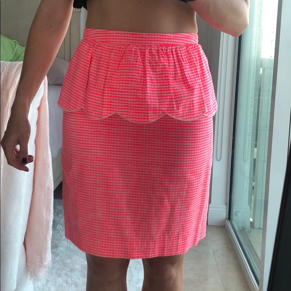 Lilly Pulitzer sz 6 neon pink peplum pencil skirt